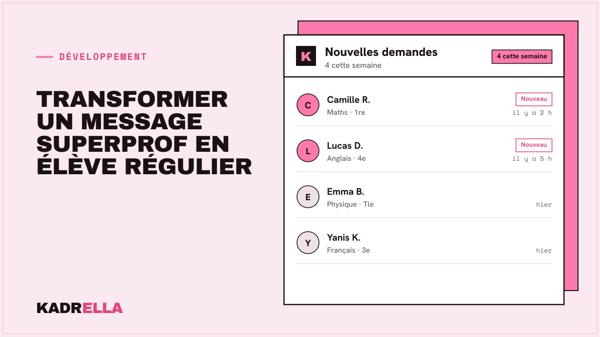 Transformer un message Superprof en élève régulier